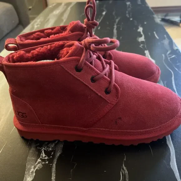 UGG Neumel Red Chukka Mens Size US 8, EU 41 Ankle Boots Suede Lace Up - Picture 7 of 15